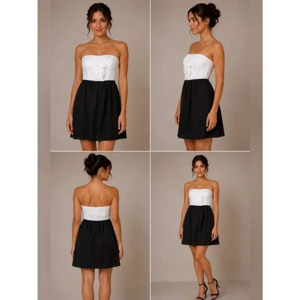Express Strapless black and white  dress Size 4